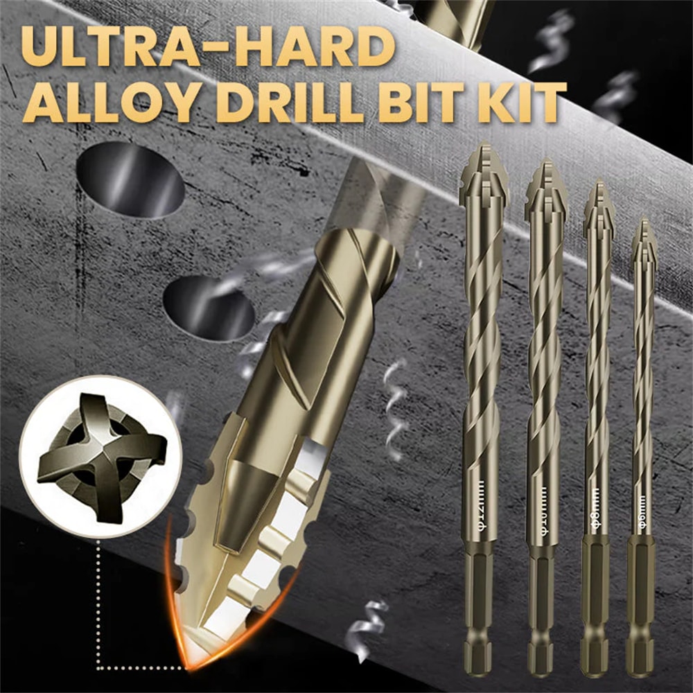 High-Strength Serrated Eccentric Drill Bit Kit for Ceramic, Glass, Marble and Metal – Upgraded Version