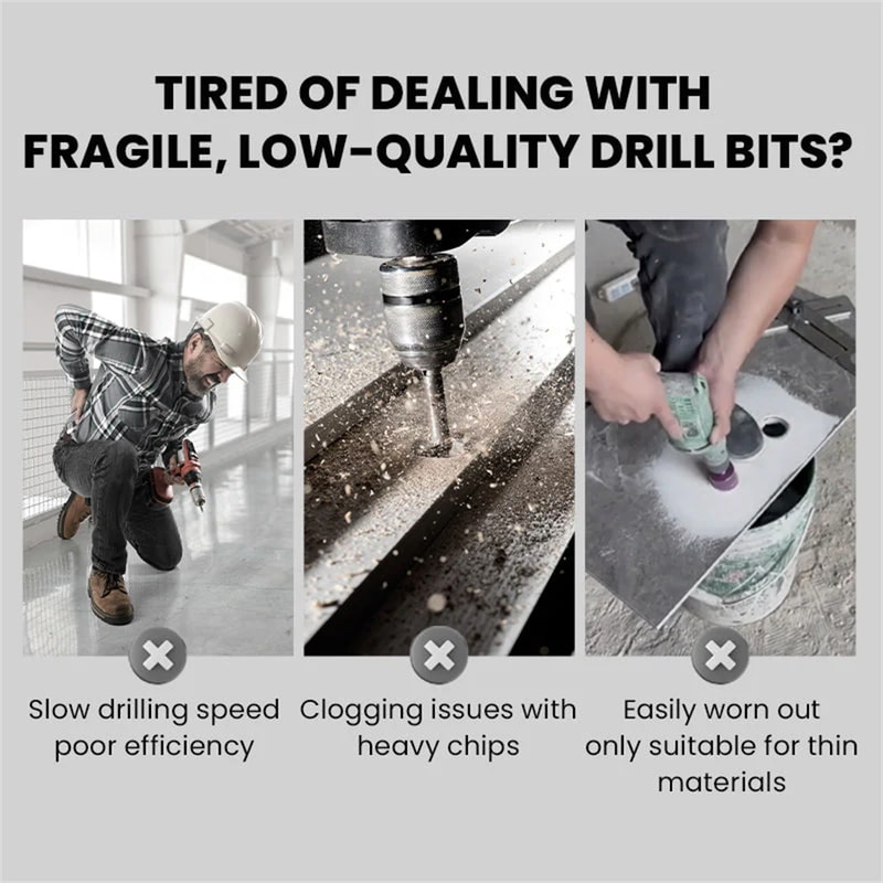 High-Strength Serrated Eccentric Drill Bit Kit for Ceramic, Glass, Marble and Metal – Upgraded Version