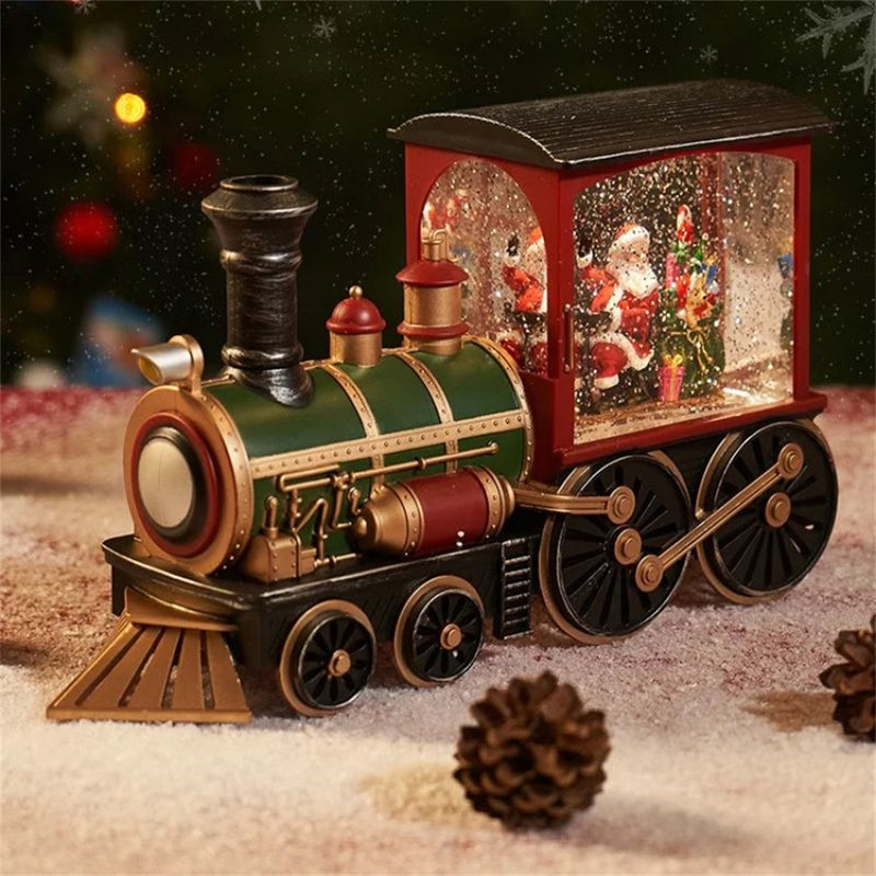 Luminous Christmas Gift Train Crystal Ball Box Ornament For Christmas Eve 0