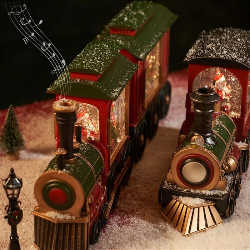 Luminous Christmas Gift Train Crystal Ball Box Ornament For Christmas Eve 3