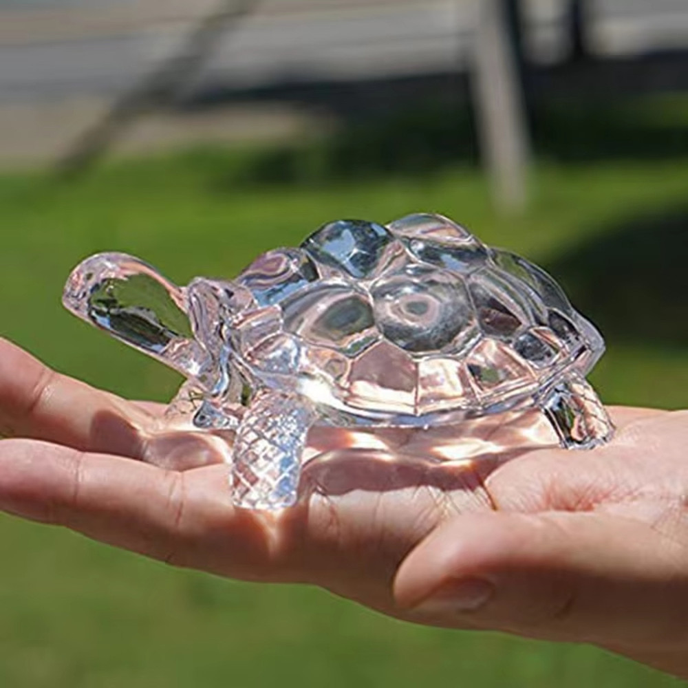 Lucky Crystal Turtle Ornament, Mini Turtle Statue, Home Office Desk Decoration, Home Decor