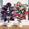 Faux Bonsai Artificial Caladium Plants Purple Pink Leaf Floor Decor For Home And Office 0