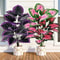 Faux Bonsai Artificial Caladium Plants Purple Pink Leaf Floor Decor For Home And Office 0