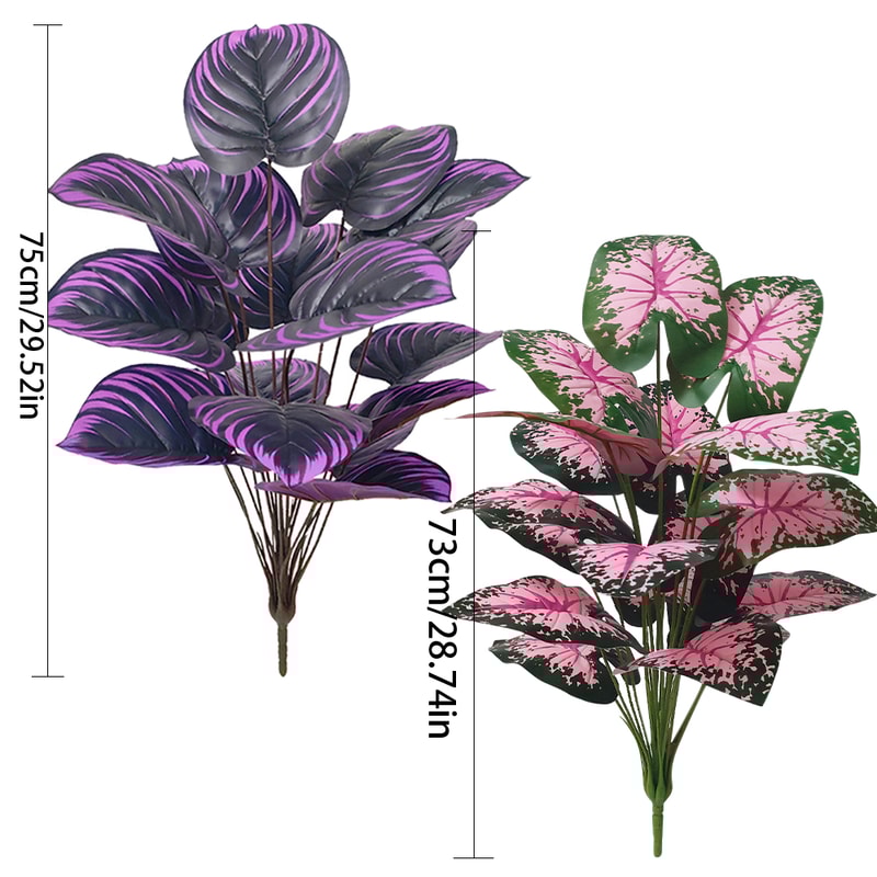 Faux Bonsai Artificial Caladium Plants Purple Pink Leaf Floor Decor For Home And Office 4