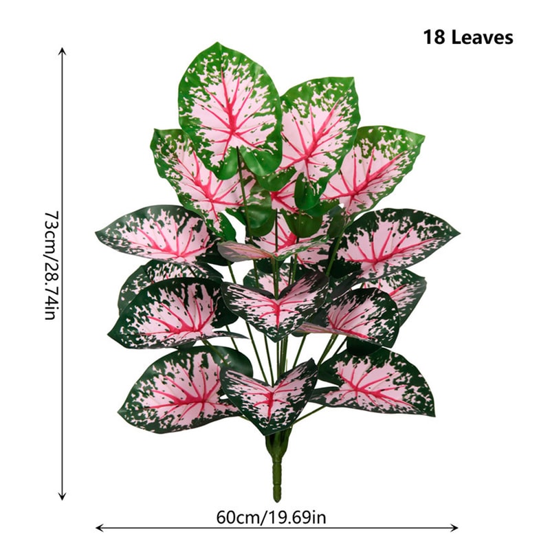 Faux Bonsai Artificial Caladium Plants Purple Pink Leaf Floor Decor For Home And Office 1