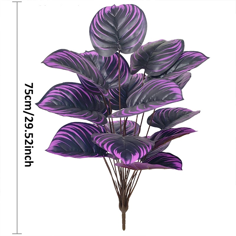 Faux Bonsai Artificial Caladium Plants Purple Pink Leaf Floor Decor For Home And Office 2