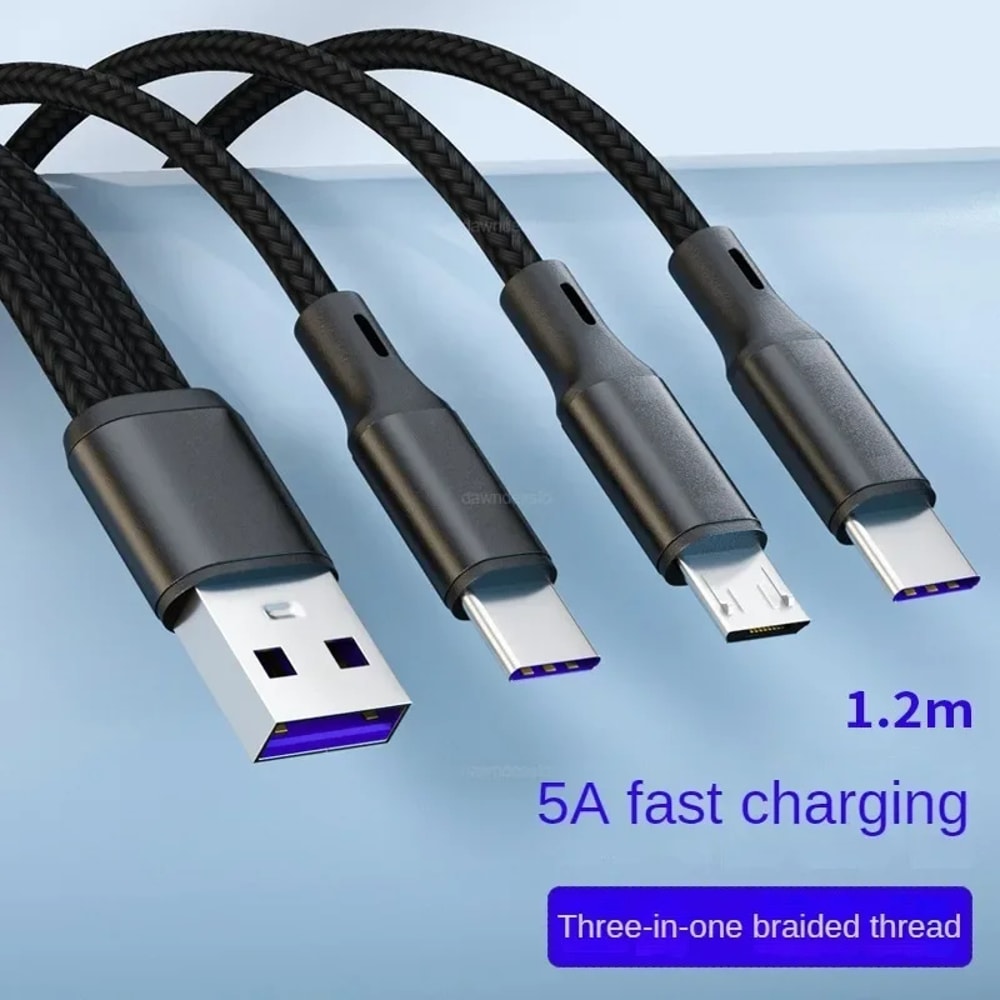 TypeC Micro USB Splitter USB Charge Cable Fast Charging Cord For Phones And Power Banks 2