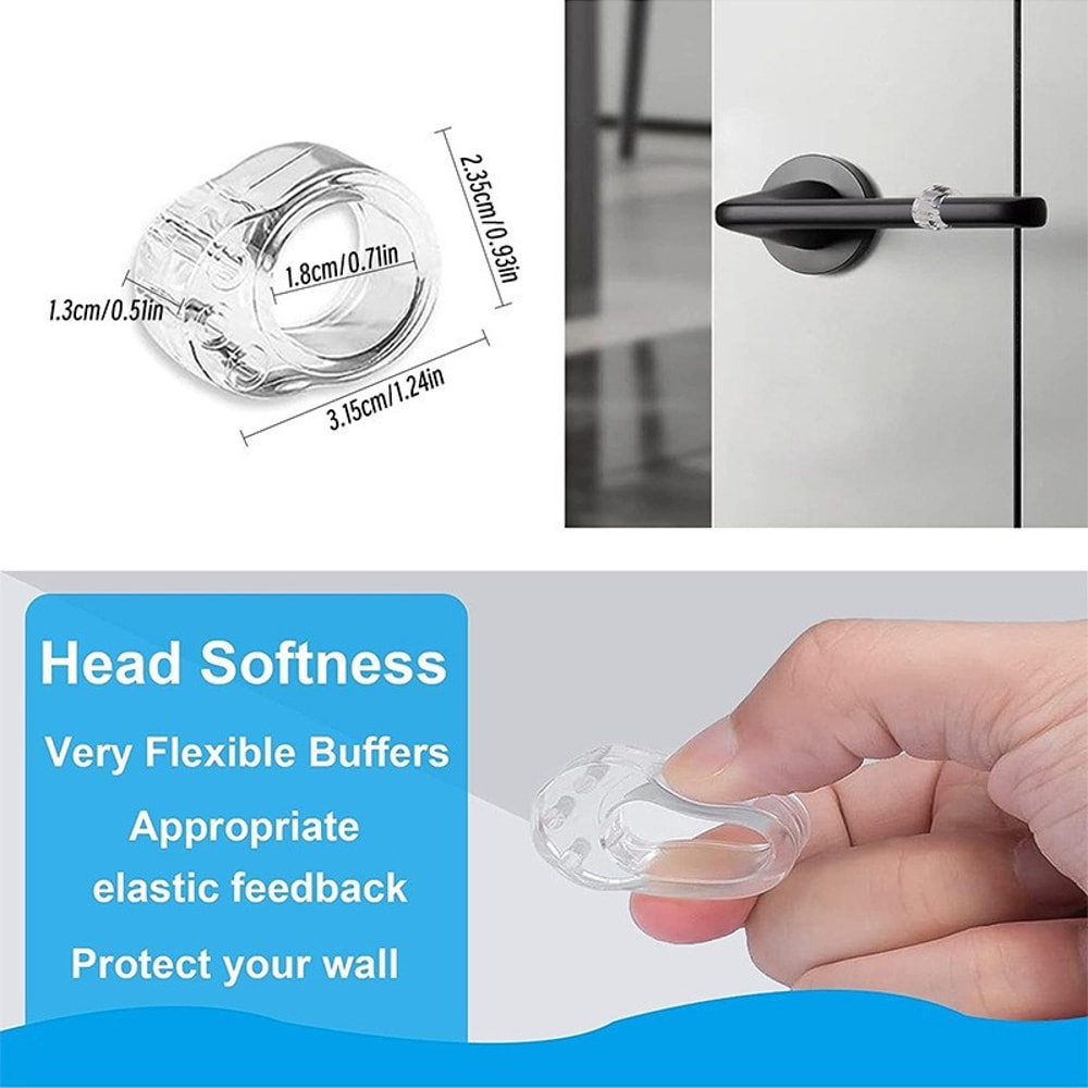Door Stopper Silicone Gel Handle Buffer Transparent Door Knob Bumper Furniture Protector Pad 4