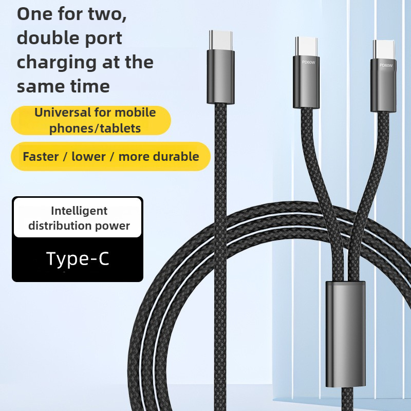 Charging Cable Dual Type C Cable For Fast Charging And Data Sync PD USB Splitter 0