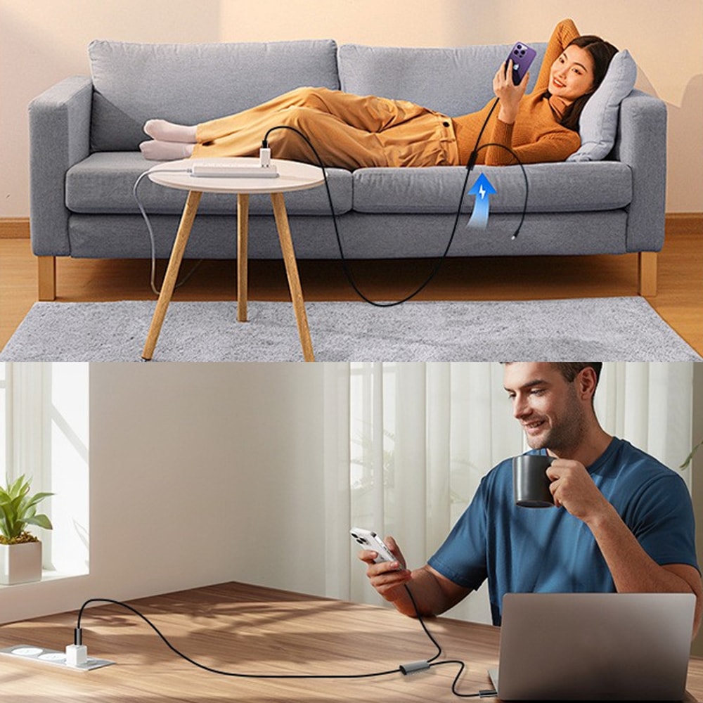 Charging Cable Dual Type C Cable For Fast Charging And Data Sync PD USB Splitter 7