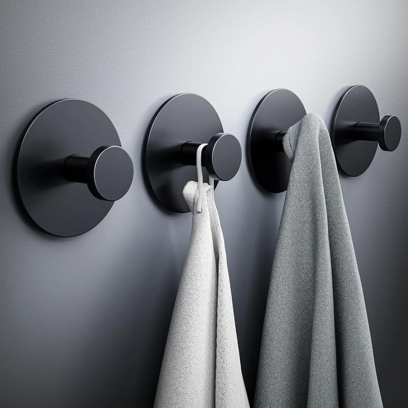 Wall Mount Towel Hooks Extra Sticky Stainless Steel Coat Rack Rustproof Holder For Kitchen Bathroom 0