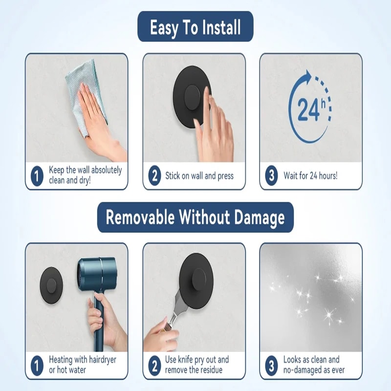 Wall Mount Towel Hooks Extra Sticky Stainless Steel Coat Rack Rustproof Holder For Kitchen Bathroom 8