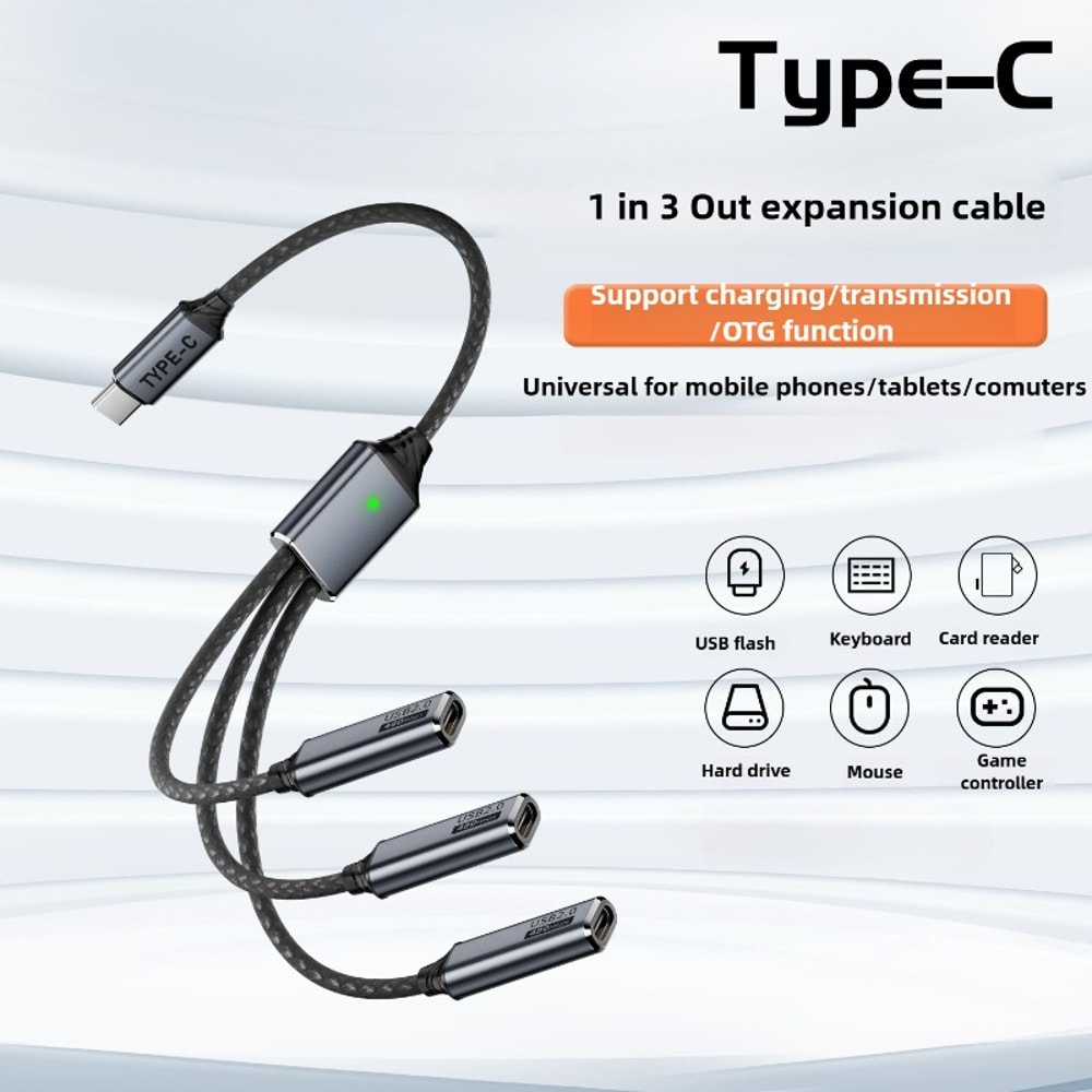 USB HUB Splitter Cable For Charging Data Transfer TypeC To USB Adapter With USB Flash OTG Support 1