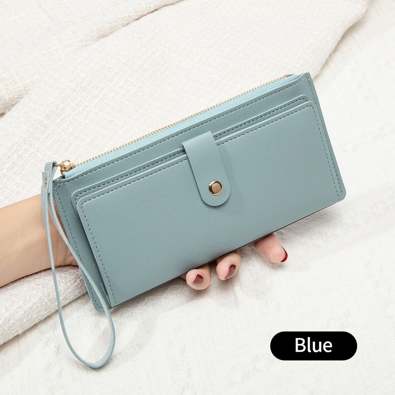 Ultra-Thin Mini PU Leather Women's Long Card Bag, Simple Solid Color Handbag, Credit Card Holder Wallet for Women