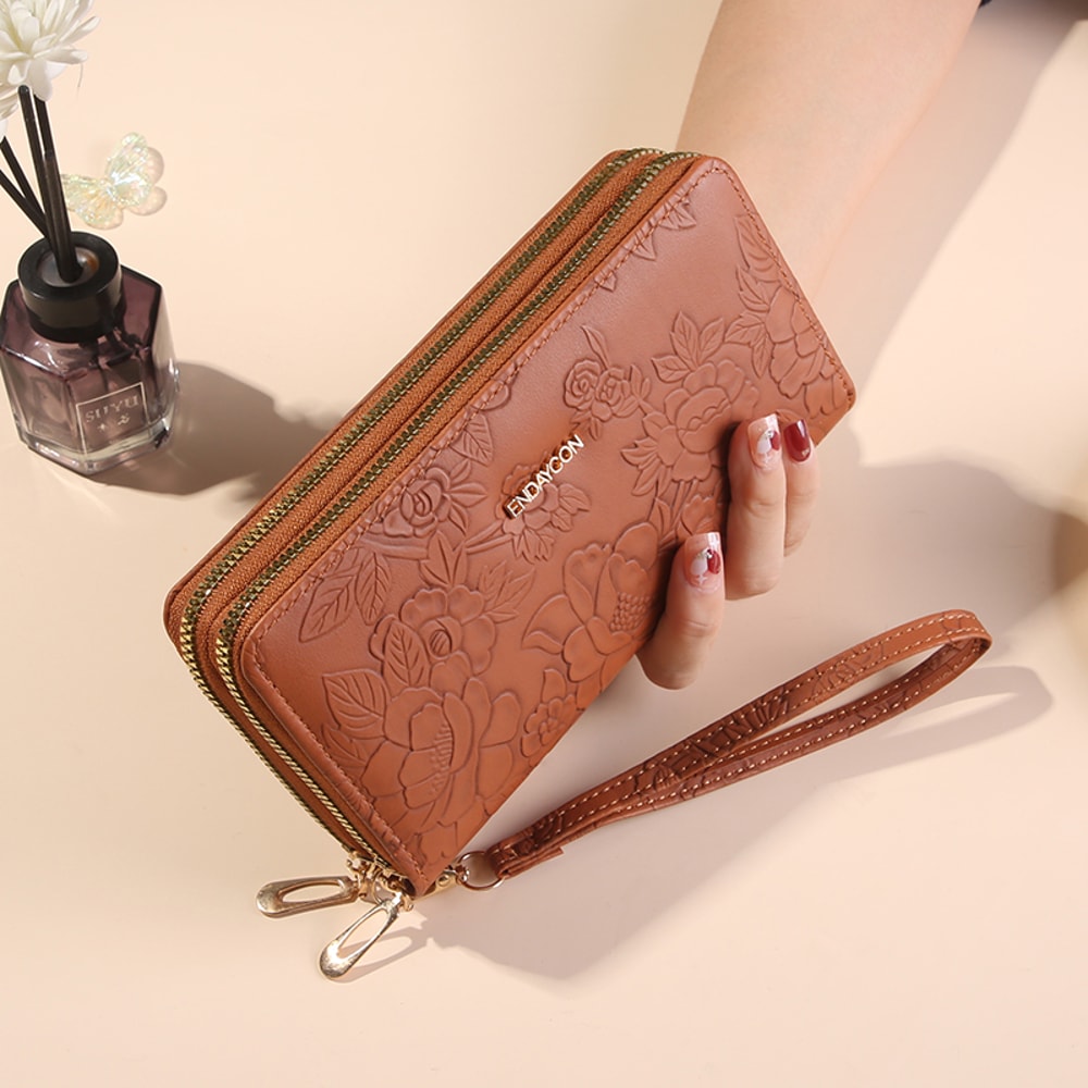 Double Layer Wallet For Women Fashion Long Handbag Zipper Purse With Phone Bag Large Capacity 2