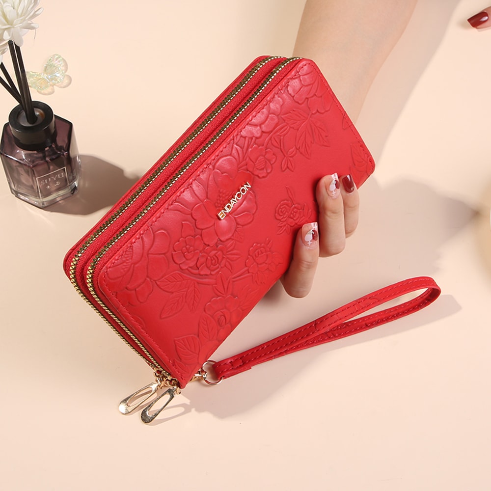 Double Layer Wallet For Women Fashion Long Handbag Zipper Purse With Phone Bag Large Capacity 4