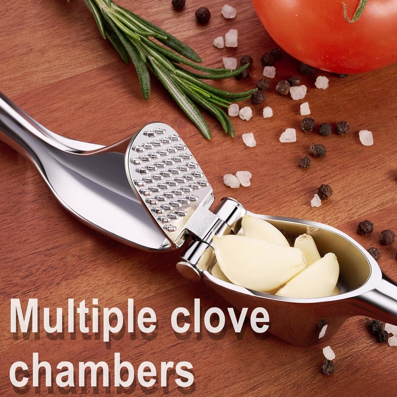 Easy To Squeeze Garlic Press With Ergonomic Handle Zinc Alloy Mincer Crusher 4