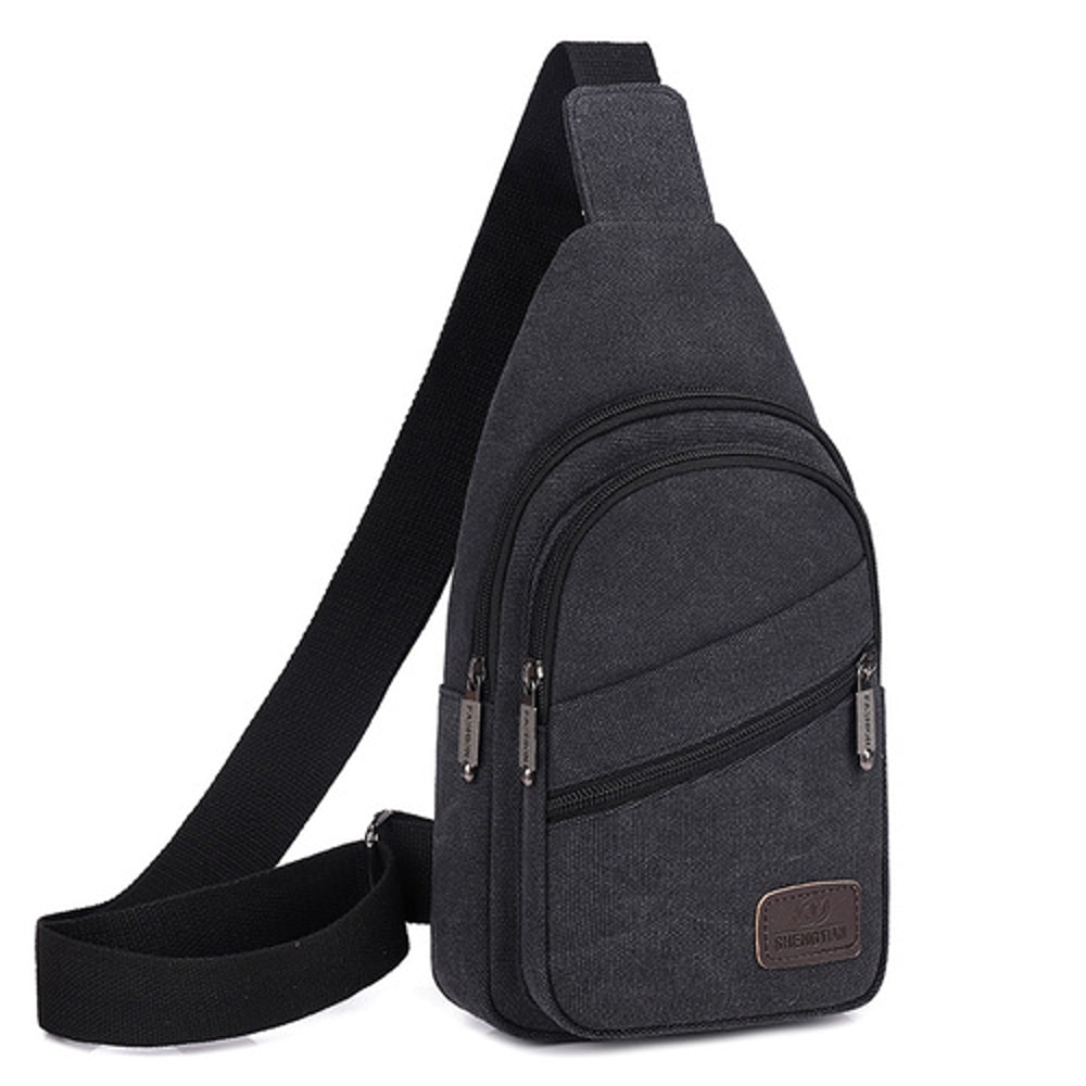 Canvas Crossbody Bag For Men Outdoor Fashion Sports Bag Casual Black Male Travel Satchel 0
