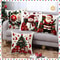 Snowman Print Linen Plush Throw Pillowcase Christmas Happy New Year Decor