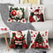 Snowman Print Linen Plush Throw Pillowcase Christmas Happy New Year Decor