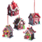 Holiday Gingerbread Christmas Tree Ornaments Set 5pcs House Decor With Rope 0