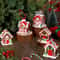 Holiday Gingerbread Christmas Tree Ornaments Set 5pcs House Decor With Rope 8