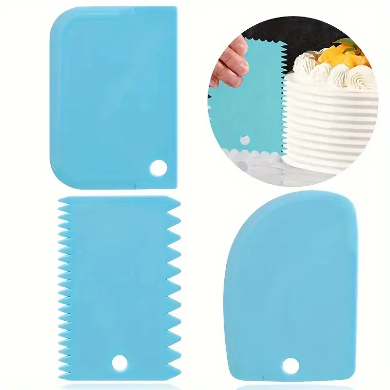 Cake Icing Smoother Tool Set 3pcs Scrapers For Cake Decorating Plastic Multifunctional Dough Scrape 0