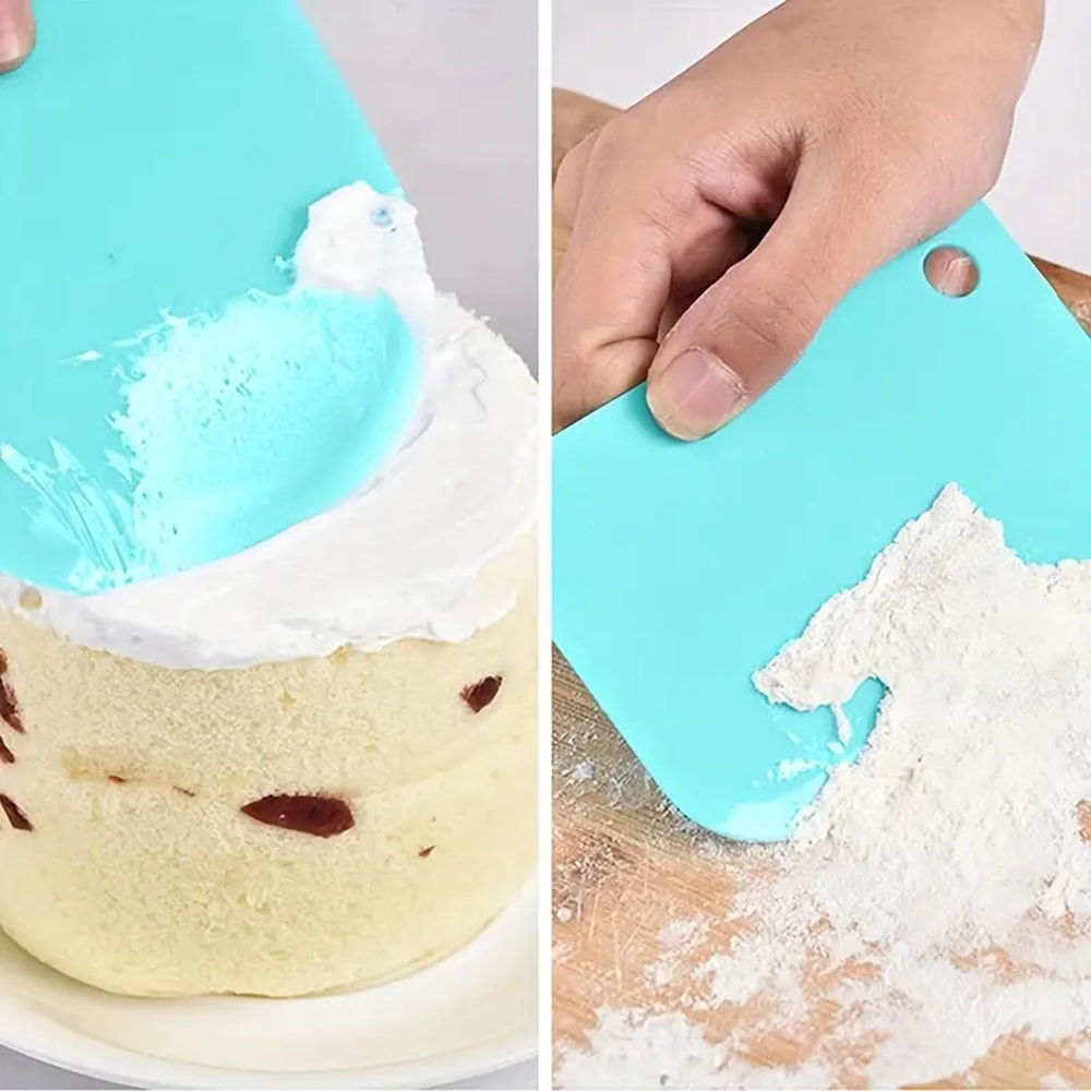 Cake Icing Smoother Tool Set 3pcs Scrapers For Cake Decorating Plastic Multifunctional Dough Scrape 7