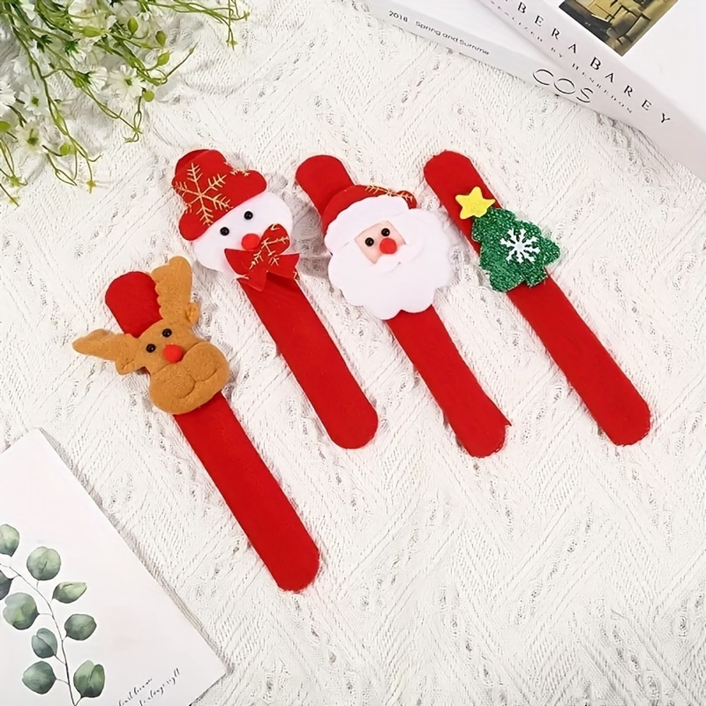 Christmas Clapping Bracelets Set, Snowman, Reindeer, Bear, Holiday Party Gifts and Decorations