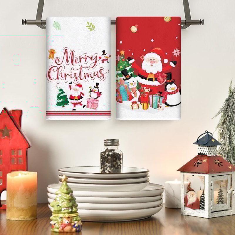 Merry Christmas Party Decoration Xmas Santa Claus Dish Towel Navidad Natal New Year Gift Christmas 5