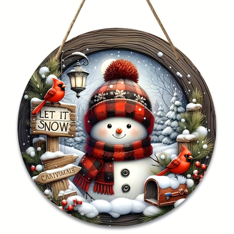 Christmas Wooden Snowman Door Sign Snowman Front Door Welcome Sign Christmas Winter Sign For Garden 6