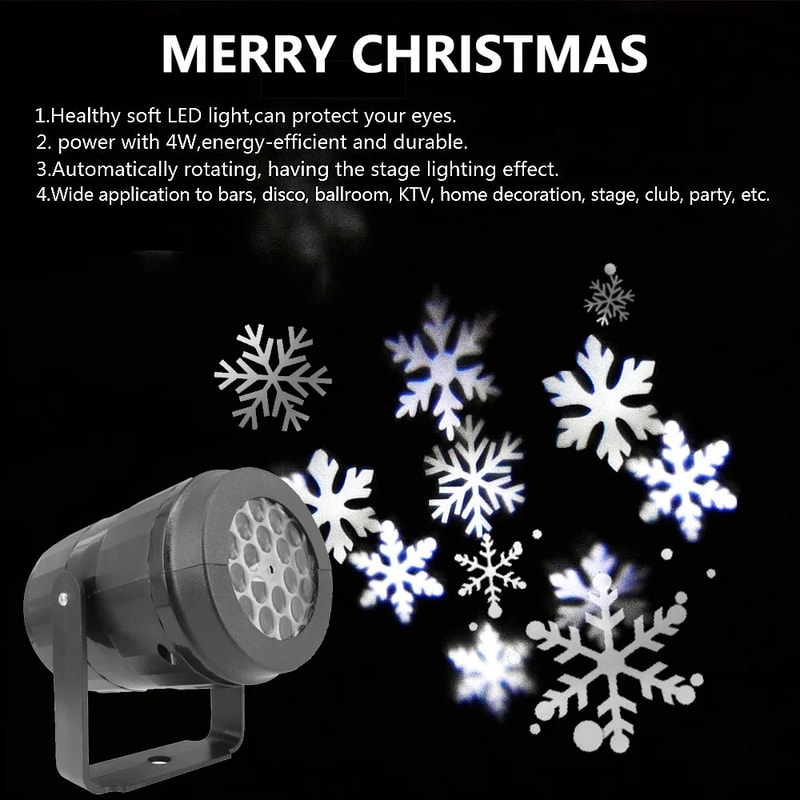 LED Snowflake Projector Christmas Holiday Lights Snow Spotlight For New Year Party Outdoor Projecti 5