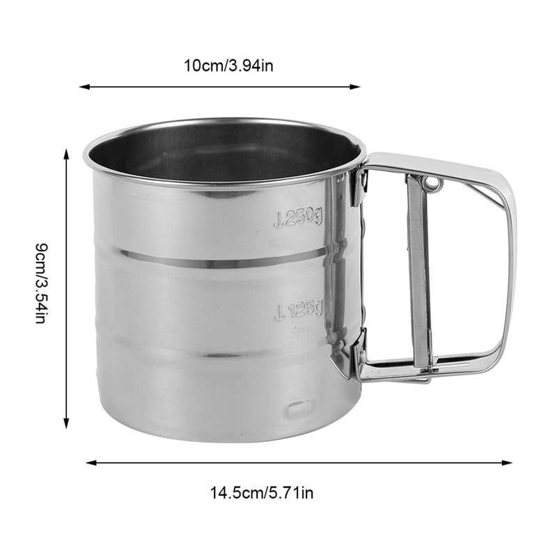Flour Sifter for Baking, Stainless Steel Handheld Sieve, Fine Mesh Duster