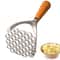 Manual Potato Masher Tool, Aluminum Meat Press with Wood Handle, Garlic Crusher Gadget