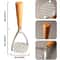 Manual Potato Masher Tool, Aluminum Meat Press with Wood Handle, Garlic Crusher Gadget
