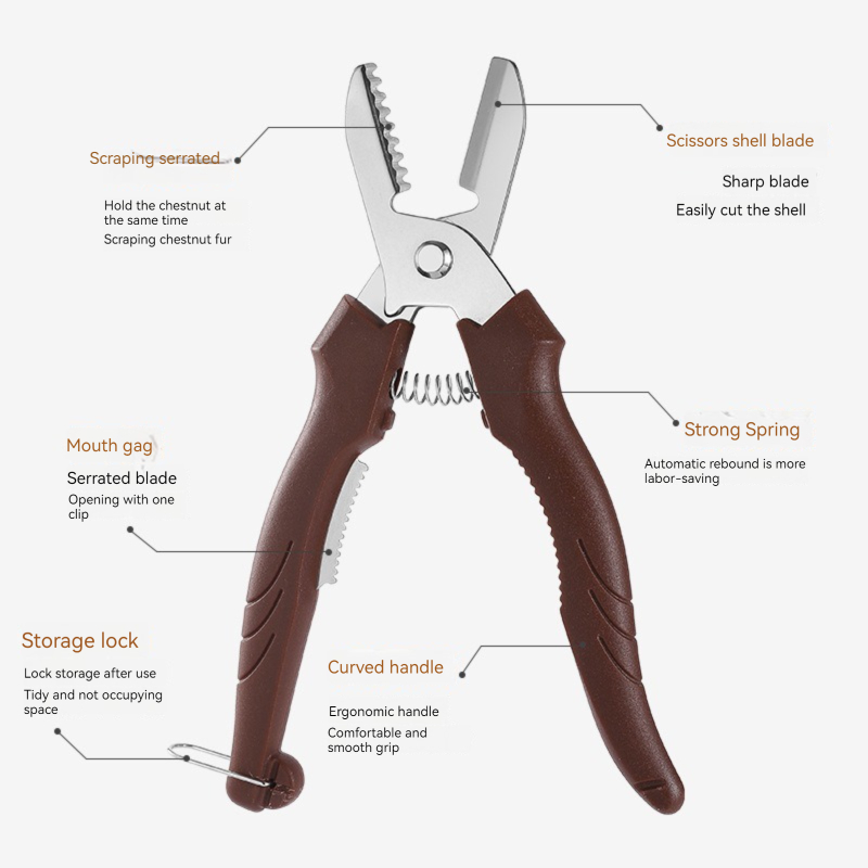 Chestnut Peeler Scissors Leather Clip Cross Cutter Multipurpose Kitchen Tool 6