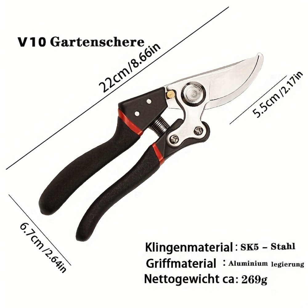 Ambidextrous Garden Clippers With Black Grip Heavy Duty Carbon Steel Shears Trimming Shears For Shr 1