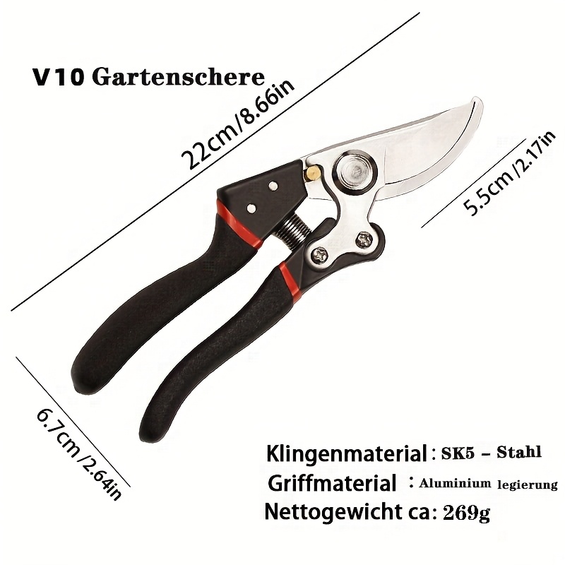 Ambidextrous Garden Clippers With Black Grip Heavy Duty Carbon Steel Shears Trimming Shears For Shr 1