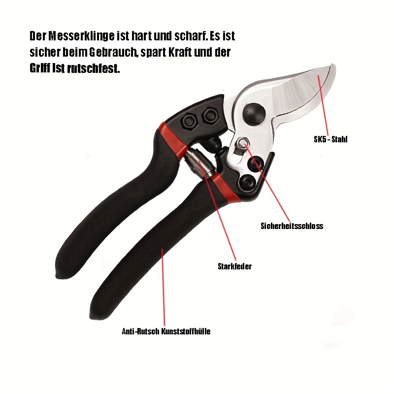 Ambidextrous Garden Clippers With Black Grip Heavy Duty Carbon Steel Shears Trimming Shears For Shr 5