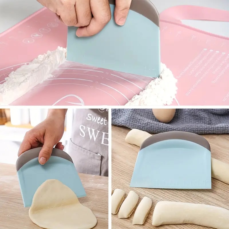 Multipurpose Food Scrappers With Soft Handle Baking Scraper With Double Scale Plastic Dough Cutter 5