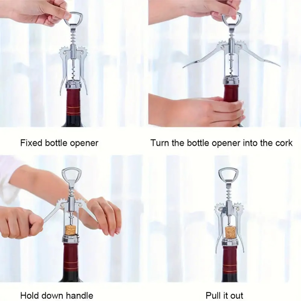 Red Wine Opener Wing Type Stainless Steel Wine Opener Metal Sommeliers Corkscrew Bottle Openers Cor 1