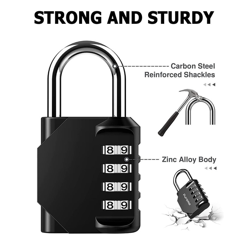 Waterproof Locker Lock, Digit Combination Padlock, Indoor Outdoor Use for Gym, School, Sports