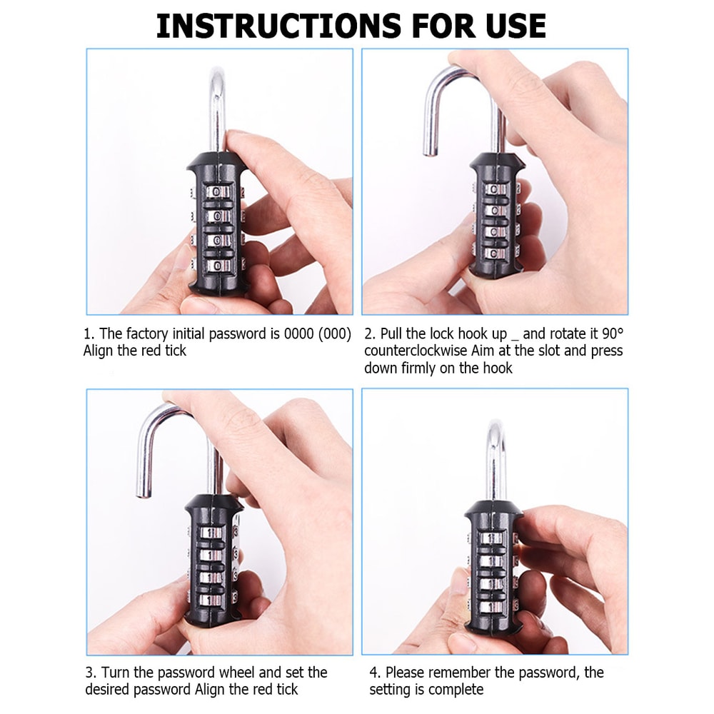 Waterproof Locker Lock, Digit Combination Padlock, Indoor Outdoor Use for Gym, School, Sports