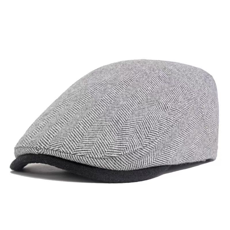 Solid Warm Newsboy Caps For Autumn And Winter Polyester Flat Peaked Cap Painter Beret Hats For Men 6