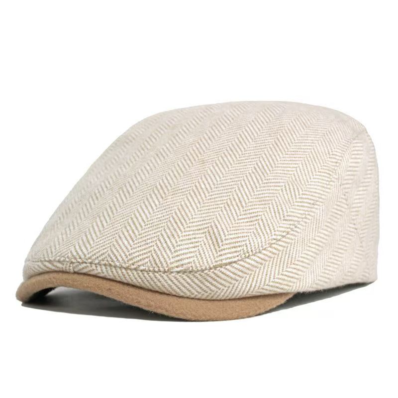 Solid Warm Newsboy Caps For Autumn And Winter Polyester Flat Peaked Cap Painter Beret Hats For Men 1