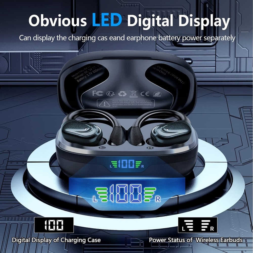 Wireless Bluetooth Earphones , Sports Ear Hook Headphones with Stereo Sound and Microphone for Running