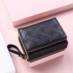 versatile women's short embroidered love wallet, zipper buckle, large capacity card bag, fashionable and simple