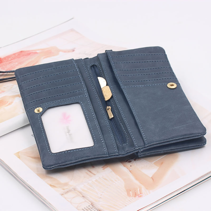 MultiPocket Womens Leather Wallet Double Zipper Clutch Phone Coin Card Holder Wristlet 7