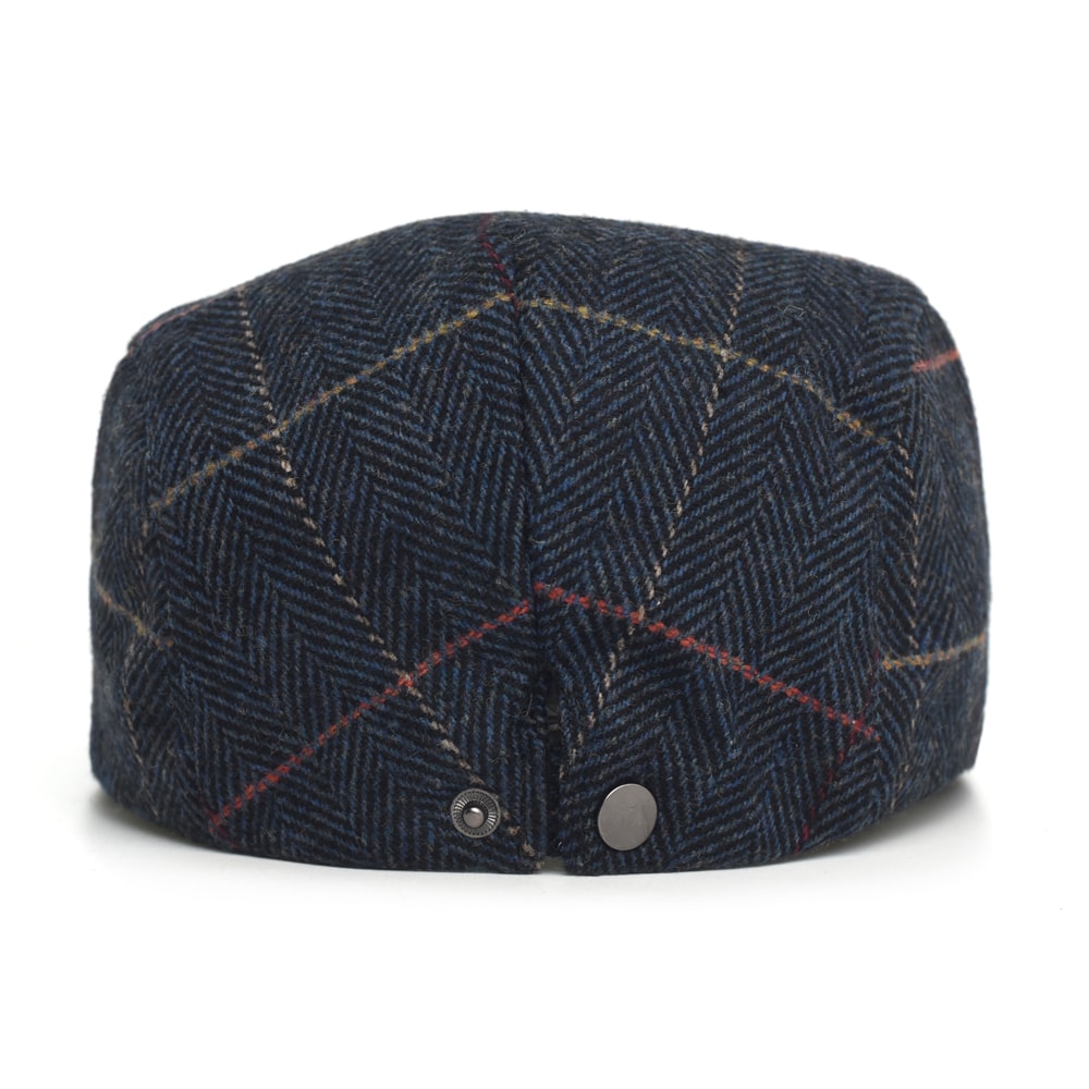 Vintage Newsboy Cap Men Winter Thick Warm Casual Stripe Berets Adjustable Flat Peaked Hat 7