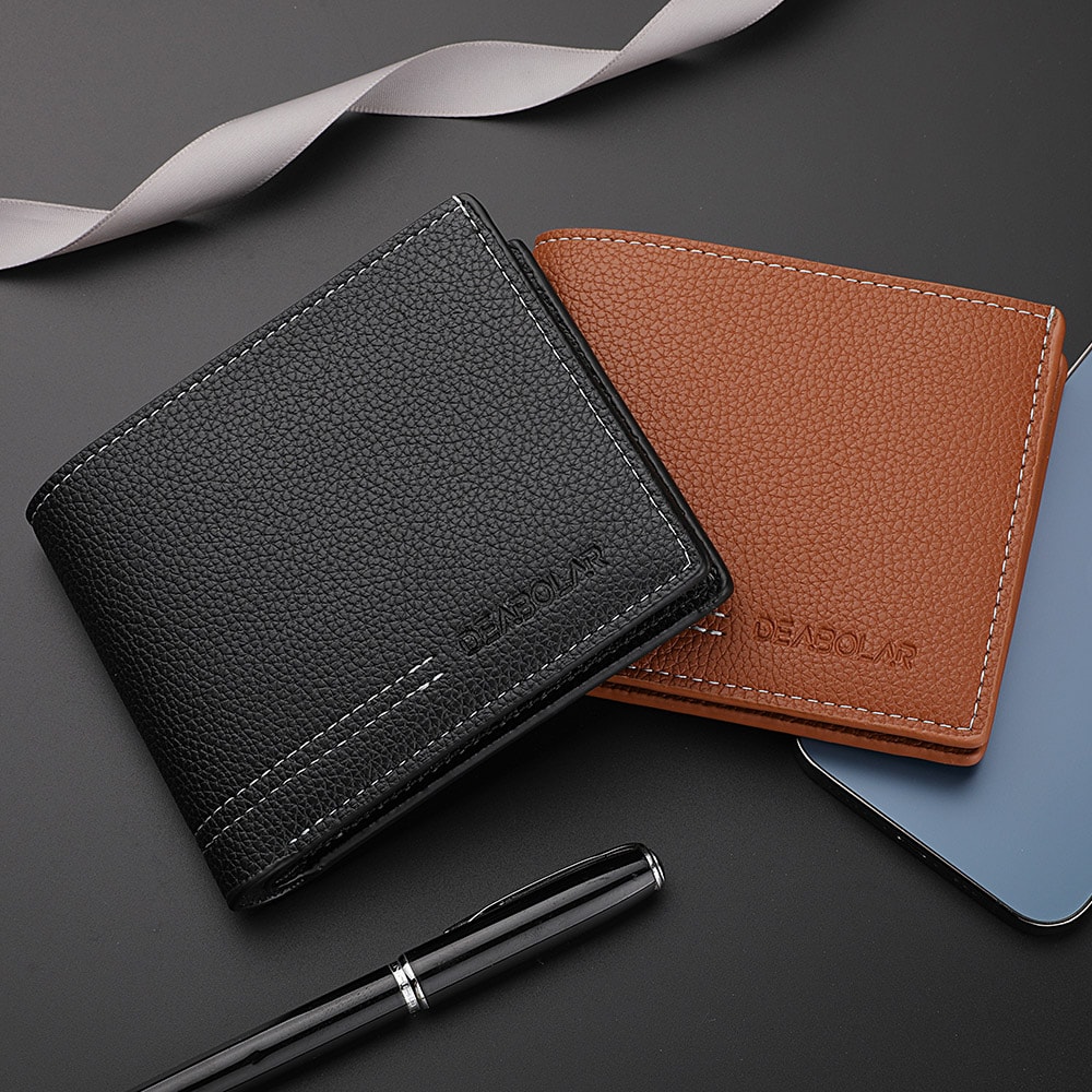 Mens Youth Wallet Luxury Short Leather Slim Minimalist Card Holder 5